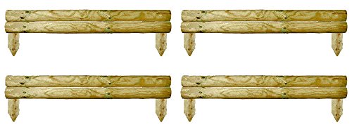 Pack of 4 x 14cm high Horizontal Wooden Log Panel Garden Border Fencing Lawn Edging